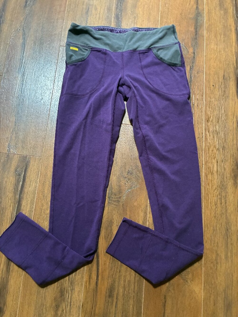 LOLE size M athletic long Leggings purple & gray women organic cotton wicking